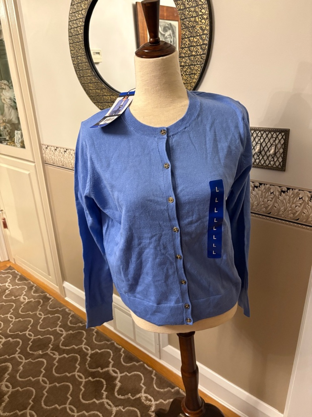 New opal Blue Button-Up Cardigan Sweater Gap size large fits 8-12